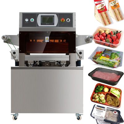 qualité  semi automatic food modified atmosphere vacuum tray sealer map vacuum tray sealing machine with gas filling usine